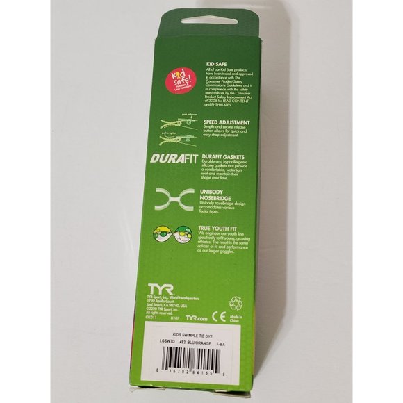 TYR Swimple Tie Dye Kids Fit and Safe 3+ Swimming Goggles Orange/Blue - Picture 4 of 7